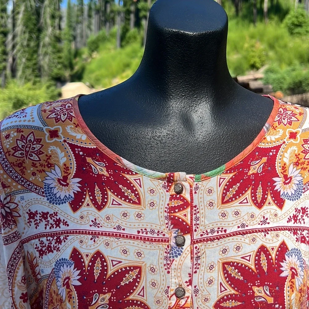 Aratta NWOT Silent Journey Burned Tulip velvet and silk embroidered tunic size S - Picture 9 of 14